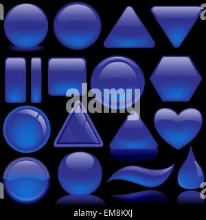 Blue Glass Button Collection Stock Vector