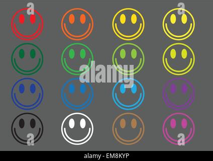 Colored icons emoticons Stock Vector