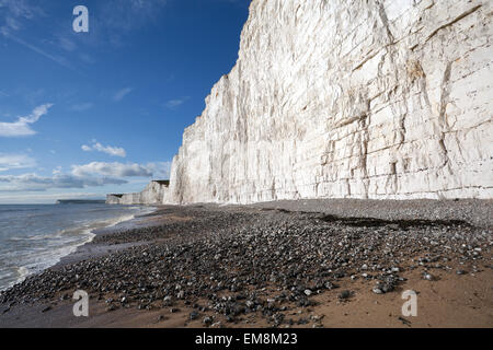 Seven sisters white cliffs at Eastbourne, East Sussex, England Stock Photo