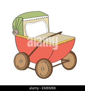 retro stroller isolated on white background Stock Vector