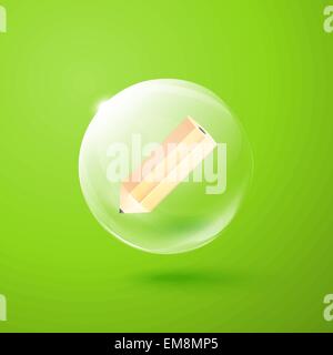 Transparent sphere with pencil inside Stock Vector