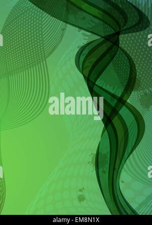 Vector Abstract green color curved lines background with halftone ...