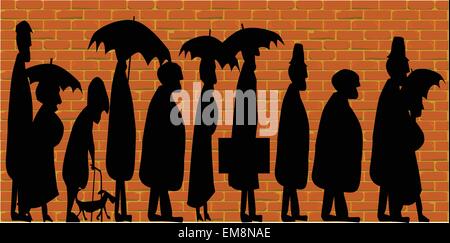 Standing In Line Stock Vector
