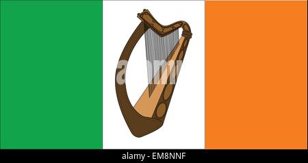 Irish Flag With Harp Stock Vector