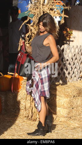 Elisabetta Canalis and husband Brian Perri seen at Mr.Bones Pumpkin Patch  Featuring: Elisabetta Canalis Where: Los Angeles, California, United States When: 13 Oct 2014 Stock Photo