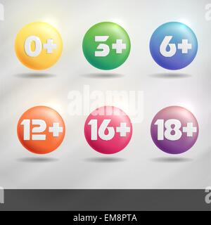 Set Of Age Restriction Signs. Stock Vector