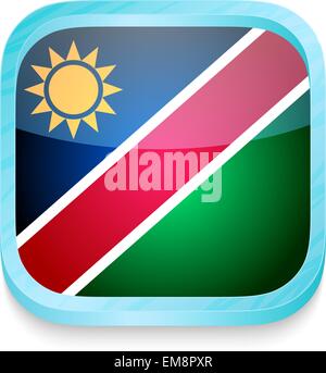 Smart phone button with Namibia flag Stock Vector