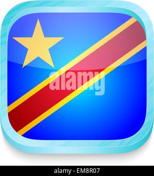 Smart phone button with Democratic Republic of Congo flag Stock Vector