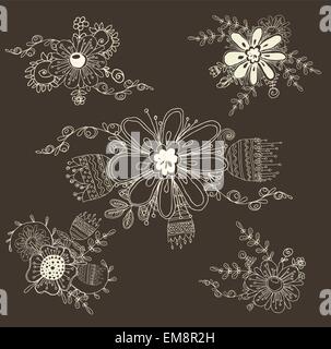 Vintage frames and hand-drawn floral decorative elements Stock Vector