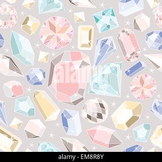 Seamless pastel diamonds pattern. Background with colorful gems Stock Vector