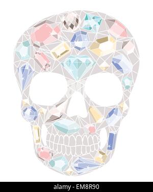 Skull with gemstones pattern Stock Vector