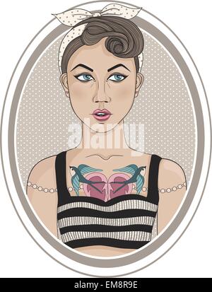 Cute rockabilly style fashion girl Stock Vector