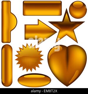 Orange Glassy Buttons Stock Vector