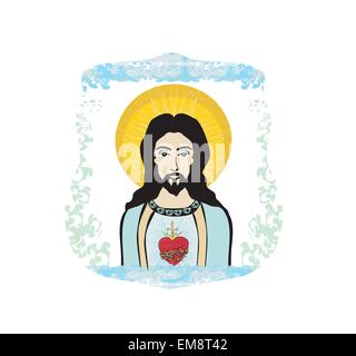 Sacred Heart of Jesus illustration Stock Vector