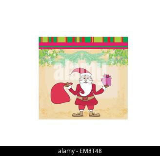 funny card with Santa Claus, Vintage Paper Texture Background Stock Vector