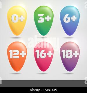 Set Of Age Restriction Signs. Stock Vector