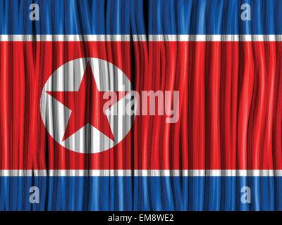 North Korea Flag Wave Fabric Texture Background Stock Vector