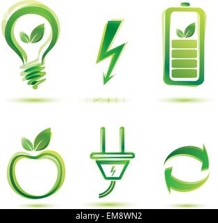 green energy vector icons, eco concept Stock Vector