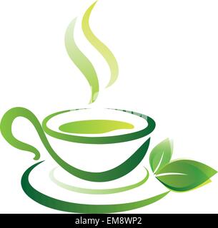 vector sketch of green tea cup, icon Stock Vector
