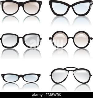 glasses frames  vector set, isolated glossy icons Stock Vector