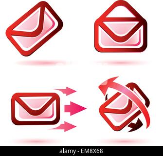 email icons set, isolated glossy vector symbols Stock Vector