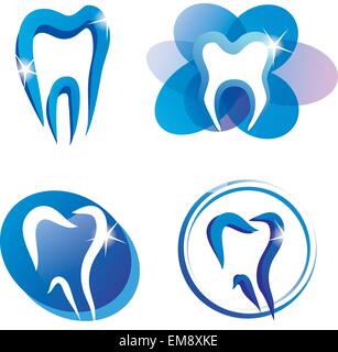 set of tooth stylized icons, isolated vector symbols Stock Vector