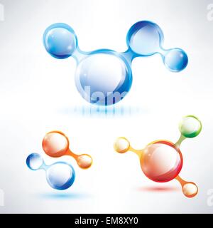 abstract molecule shape, glossy icons set Stock Vector