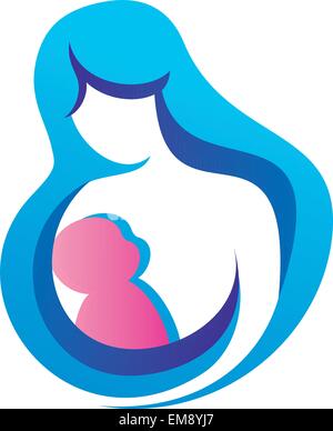 mother and baby vector icon Stock Vector