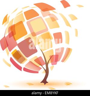 autumn tree, abstract vector icon Stock Vector