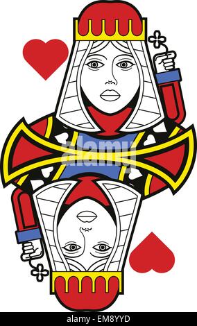 Queen of Hearts without the card frame realized in a essential style. Stock Vector