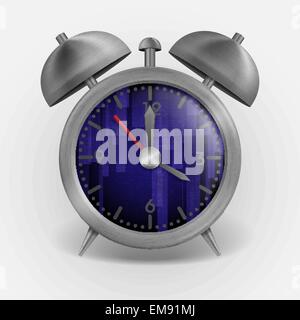 Metal Classic Style Alarm Clock. Stock Vector