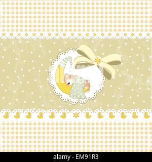 Baby shower greeting card. Baby boy symbols with owl vector ...