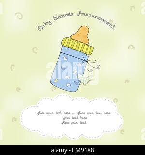baby shower card with milk bottle vector illustration design Stock ...