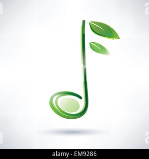 green musical note, abstract background Stock Vector