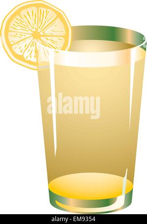 Glass of drink with lemon. Vector illustration. Stock Vector