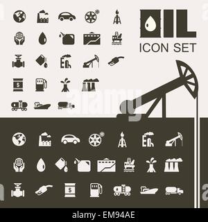 Oil Industry Flat Icon Set Stock Vector