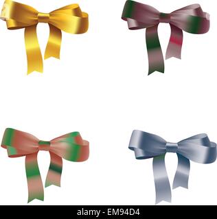 Colorful silk bow set with ribbons. Decoration collection of elegant ...