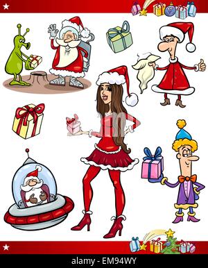 christmas themes cartoon set Stock Vector