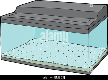 Single hand drawn empty fish tank cartoon over white Stock Photo - Alamy