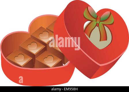 Valentine's day candy in hearth shaped box Stock Vector