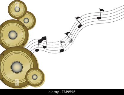 Icon loudspeaker  and notes vector. Stock Vector