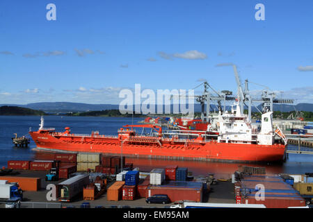 Chemical tanker in the port of Oslo Stock Photo