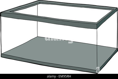 Single Hand Drawn Empty Fish Tank Cartoon Over White Stock Photo - Alamy