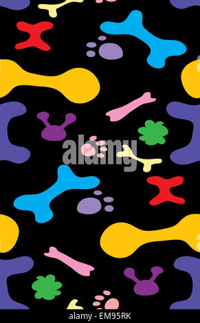 Abstract bones and paw prints in seamless background pattern Stock Photo