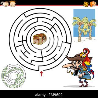 Maze game, education game for children. Pirate characters and items ...