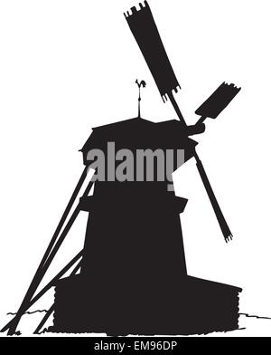 Mill icon isolated on white background. Vector illustration. Stock Vector