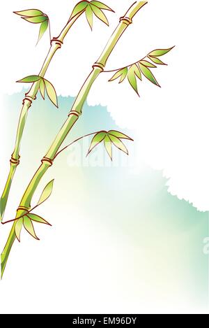 Green Bamboo stems Stock Vector