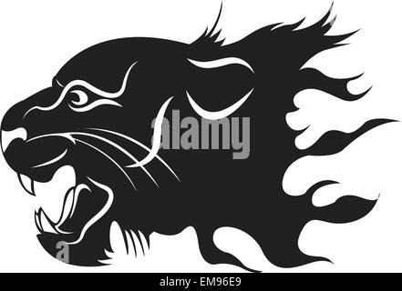abstract isolated head of the black panther on white background Stock Vector