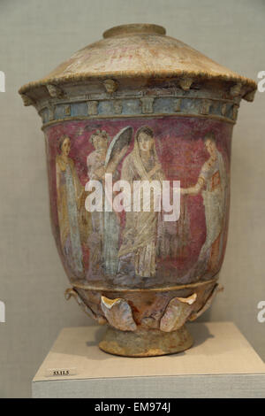 Terracotta vase. Greek, Sicilian. Centuripe, 3rd-2nd century BC. Four women. The scene shows a bride surrounded by attendants. Stock Photo