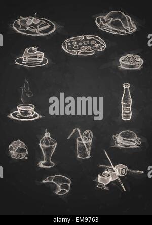 Design Elements For The Menu On The Chalkboard. Stock Vector
